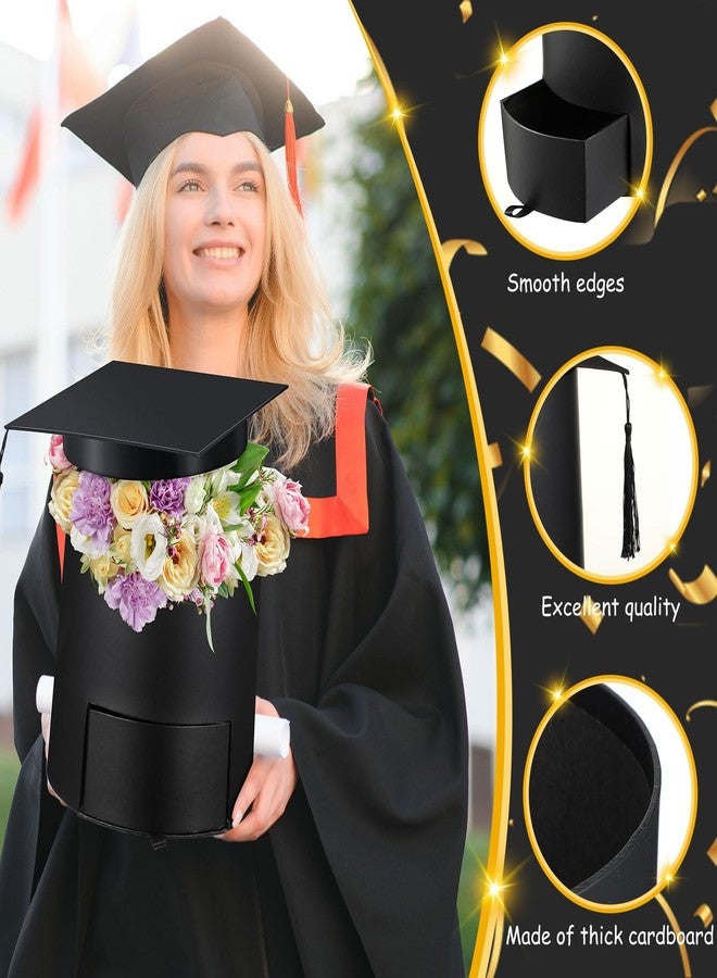 Weekgrat 2 Pack Graduation Cap Candy Box Graduation Cap Flower Gift Boxes, 6.9 x 6.4 in Empty Container for Grad Ceremony Party Activities Celebrations(Black,Round) - Image 5